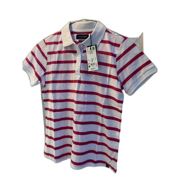 Piombo Tops - Piombo Women's Polo Pink & White Stripe Size Medium